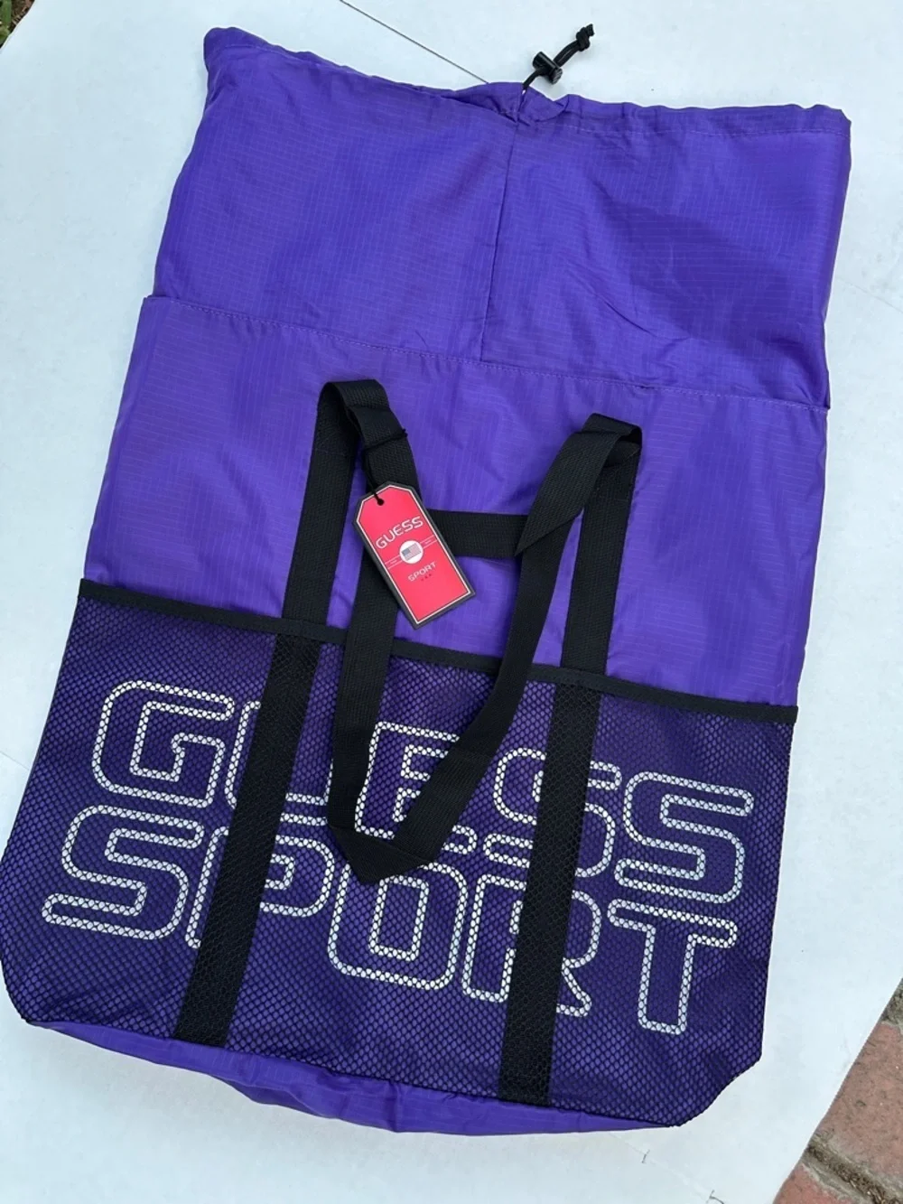 New LARGE GUESS Purple Duffel Tote with Bold Logo